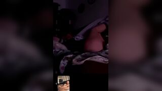 Golden-haired Pawg showing off her large butt and thick haunches whilst watching her Latino lover wank on the phone