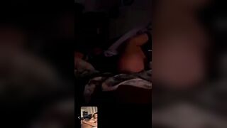 Golden-haired Pawg showing off her large butt and thick haunches whilst watching her Latino lover wank on the phone