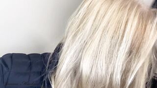 Risky hotel stairwell oral-job and facial, public cumwalk