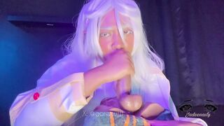 White haired Elf Milking u W/ her Bulky Bazookas (Frieren Cosplay)