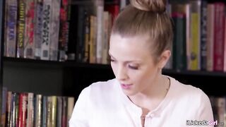 Golden-haired teen Kiara Cole gets caught by their lesbo librarian Karla Kush masturbating.Karla wont tell anyone if this babe lets her lick her juicy hairless cunt