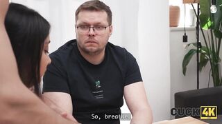 CUCK4K. A Cute Chick with a large Butt craves to try her 1st Professional Anal Sex