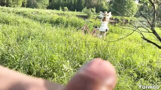 "Are u wanking to ME?!" A real stranger in the park caught me wanking and helped me