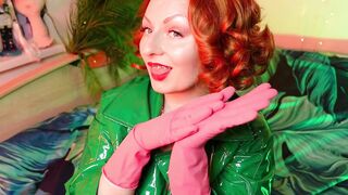 Marvelous pin up model Arya and pink latex household gloves