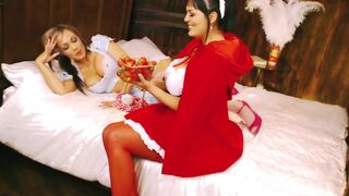 2 lewd strumpets overspread in cream masturbate with toys
