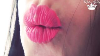 Neon pink lipstick