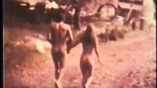 Retro Blond Girl Michelle Angelo and Her Ally Like to Walk In nature's garb in the Countryside