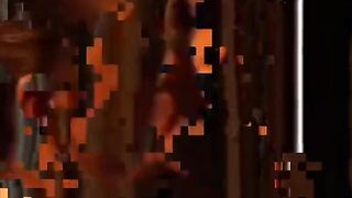 Lewd flight attendant strumpets suck chap's tool in a bar