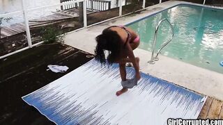 Sexy Ebony Titty Ivy Excersize Exposed on Messy Bawdy D Deck!