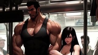 Tifa likes drinking strangers cum on the Midgar educate