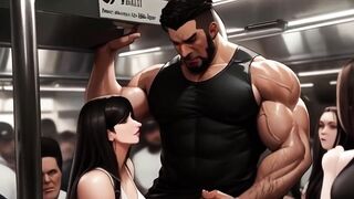 Tifa likes drinking strangers cum on the Midgar educate