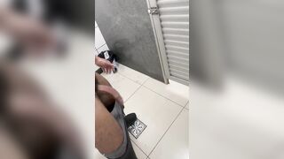 Alpha dude with a pulsating 23cm punk-hard rod leaking in the homosexual washroom.