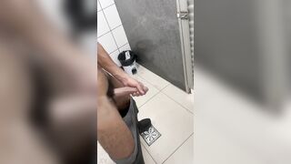 Alpha dude with a pulsating 23cm punk-hard rod leaking in the homosexual washroom.
