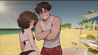 My Femboy Roomate [ HOMO Manga Game ] Ep.5 Sunscreen BUTT MASSAGE my ROOMIE in BEACH BIKINI caused an accidental BONER !