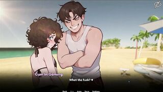 My Femboy Roomate [ HOMO Manga Game ] Ep.5 Sunscreen BUTT MASSAGE my ROOMIE in BEACH BIKINI caused an accidental BONER !