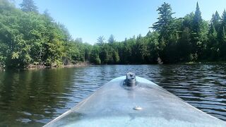 strawberry blond alt femboy in ebony bikini & haunch socks, nature kayak session - solo cum in cove