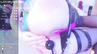 whore likes to play with anal beads in her butt