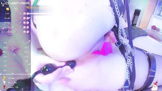 whore likes to play with anal beads in her butt