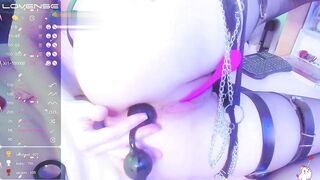 whore likes to play with anal beads in her butt