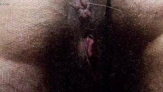 Open Juicy Bush and Shaggy Booty in Hose (close-up) Facesitting POV