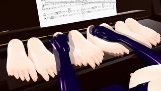 Tickle the Ivories (Yuri Bondage Sex / Foot Fetish) - 3D MMD