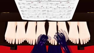 Tickle the Ivories (Yuri Bondage Sex / Foot Fetish) - 3D MMD