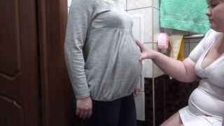 Vaginal Milk Enema for a Pregnant Milf. Medical Role-playing of Lesbians.
