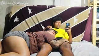 Playing Clash Royale with my most good ally, and this babe has to suck my cock for making me lose the match.
