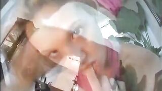 Lascivious golden-haired sweetheart takes weenie in her twat after bj then gets creampie