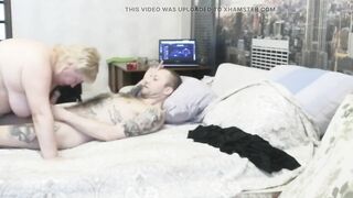 Girlfriend with large melons likes to ride a dong and screw doggystyle