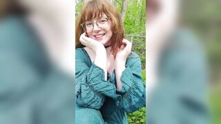 Redhead cutie squirts outside