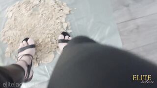ASMR crush with heels crushing food