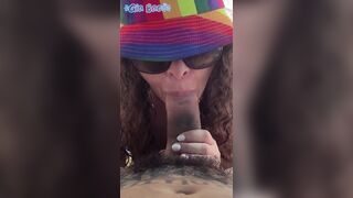 Chica Lalin girl se atraganta con mi polla en la playa