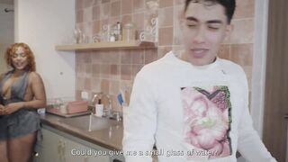Black large booty asks a neighbour for assist