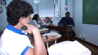 They Nearly Got Caught! Large-Butt AntoMagali Screws Her Colombian Classmate During the time that the Teacher Isn't Looking