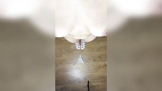 Breasty cutie bows over and teases with her butt ?