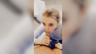 Teen Sucking Boss’ Cock In Public Washroom for a Raise