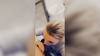 Teen Sucking Boss’ Cock In Public Washroom for a Raise