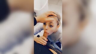 Teen Sucking Boss’ Cock In Public Washroom for a Raise