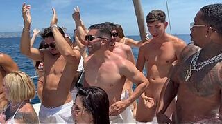 Fuckfest at sea with 10 harlots in Barcelona, Spain, DP, a lot of wild sex 7654q
