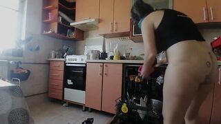 Hot Stepmom Makes Breakfast, Curly Cunt, Large Bazookas