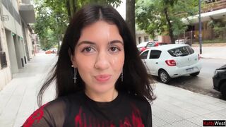 I Love to Walking Overspread in Cum! Please Cum on My Face! - Public Cumwalk on Street