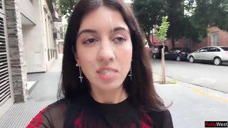 I Love to Walking Overspread in Cum! Please Cum on My Face! - Public Cumwalk on Street