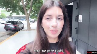 I Love to Walking Overspread in Cum! Please Cum on My Face! - Public Cumwalk on Street
