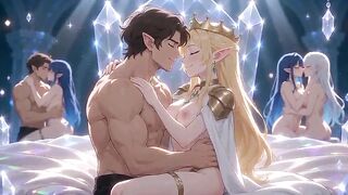 Blond Dream Queen Gets Lifted & Shared by Multiple Chaps in Magical Hall – Harem Presentation Turns Full Fuckfest [ai]