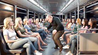 Shoe Pervert Licks Honeys's Shoes on a Crowded Bus