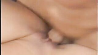 Lascivious broad in purple underware unfathomable mouths and takes boyfriend's rod