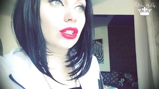 Luscious red lips tease