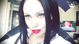 Luscious red lips tease
