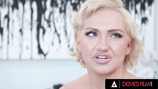 DEVILS FILM - Venus Valencia Birthday Gift Is Double Penetration From Bambi Barton Belt On